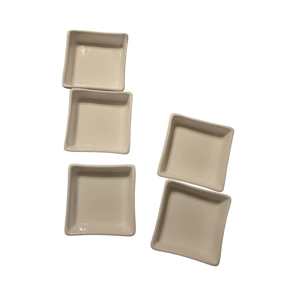 Crate & Barrel 3 in. White Square Sauce Dish Set Of 5